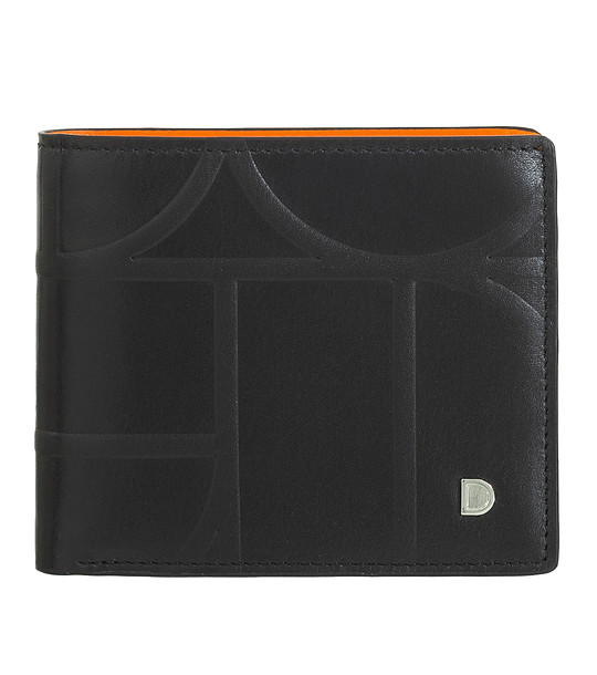 Мъжки портфейл от естествена кожа в черно и оранжево Plinio снимка