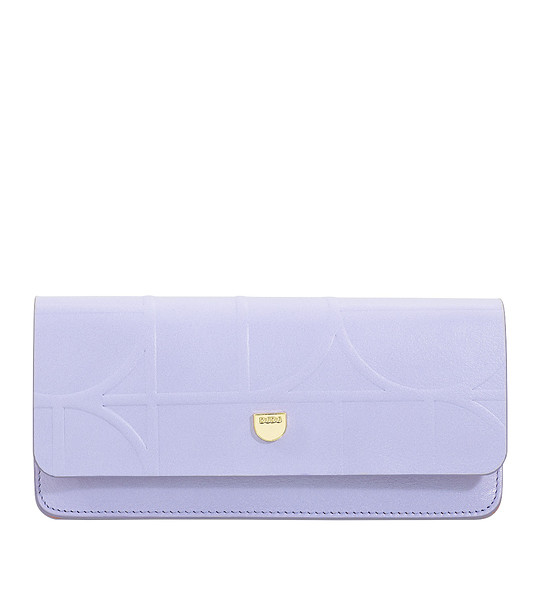 Калъф за очила от естествена кожа в лилаво с релеф Calais снимка