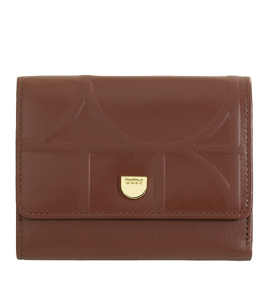 Дамски кожен портфейл в цвят шоколад и лилаво Jerez снимка