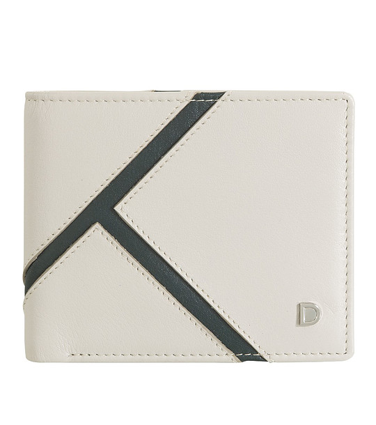 Светлобежов мъжки кожен портфейл със зелени кантове Azzorre снимка