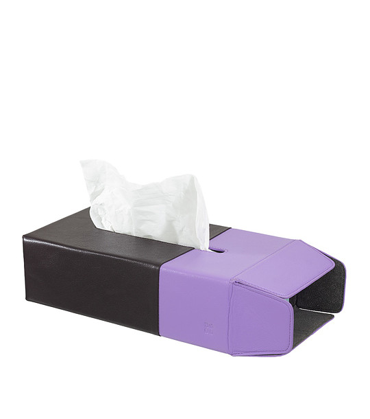 Кутия за сухи кърпи от естествена кожа в бургунд и лилаво Maiorca снимка