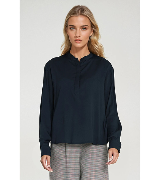 Тъмносиня оversize дамска блуза снимка