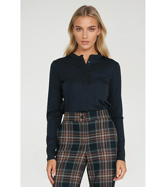 Тъмносиня оversize дамска блуза снимка