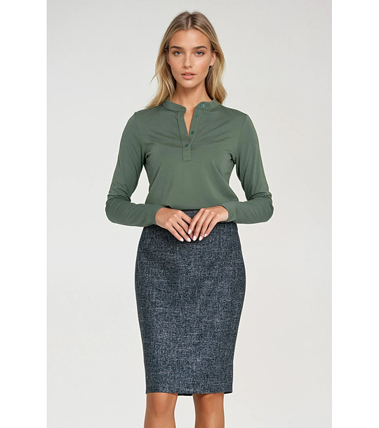 Оversize дамска блуза в зелено снимка