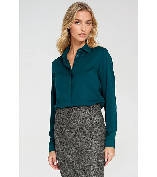 Дамска риза в цвят емералд снимка