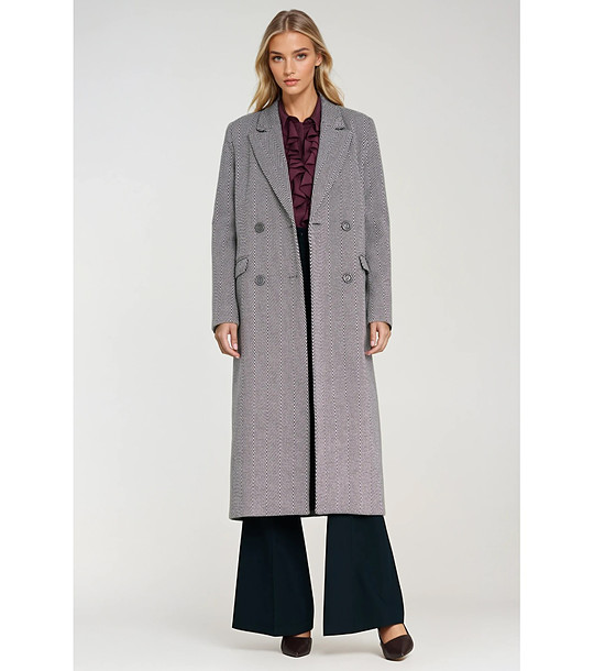 Дамско дълго сиво палто снимка