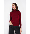 Дамски поло пуловер в бордо-2 снимка