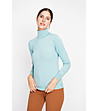 Дамски поло пуловер в тюркоаз-2 снимка