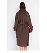 Кафяво дамско палто с вълна-3 снимка