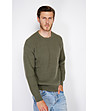Мъжки пуловер в цвят маслина с кашмир-1 снимка