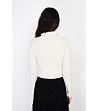 Дамски пуловер в цвят крем с къдрички и с кашмир-1 снимка
