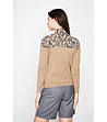 Дамски пуловер в бежово и сиво с кашмир-2 снимка