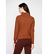 Дамски пуловер в кафяво със златисти копчета-3 снимка