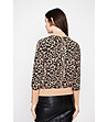 Дамски пуловер в бежово и черно с леопардови шарки-2 снимка