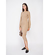 Миди рокля в цвят камел-4 снимка