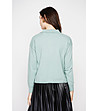 Бледозелен дамски пуловер с яка-3 снимка