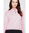 Розов дамски пуловер с яка-4 снимка