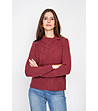 Дамски пуловер в бордо с асиметрична яка-1 снимка