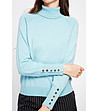 Дамски оversize пуловер в тюркоаз-3 снимка