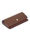 Калъф за очила от естествена кожа в кафяво с релеф Calais-3 снимка