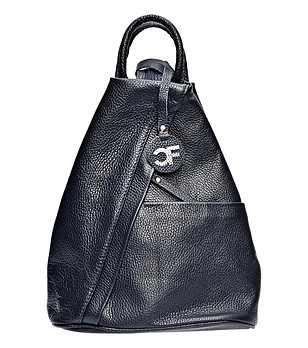 Тъмносиня дамска раница от естествена кожа Julie снимка