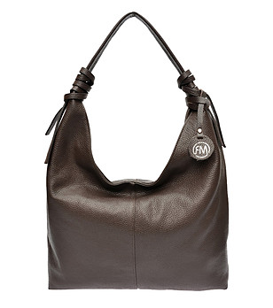 Кожена дамска тъмнокафява чанта снимка