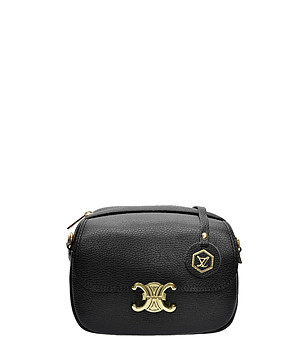 Малка кожена дамска черна чанта снимка