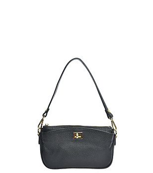 Черна дамска кожена чанта снимка