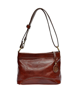 Дамска кафява чанта от естествена кожа снимка