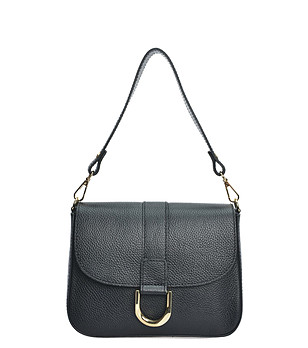 Дамска кожена чанта в черно снимка