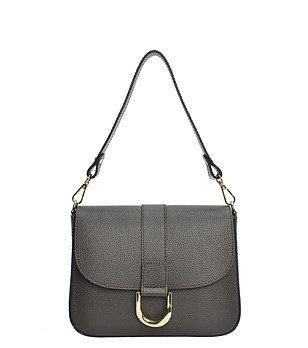 Дамска кожена чанта в тъмнокафяво снимка