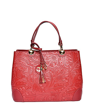 Дамска кожена чанта Megan в червено снимка