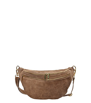 Кафява чанта за през рамо в цвят таупе снимка