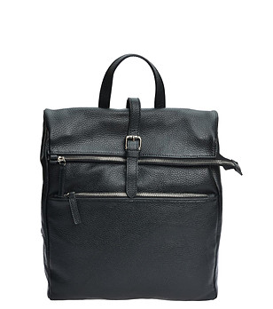 Кожена дамска раница в черно Irma снимка