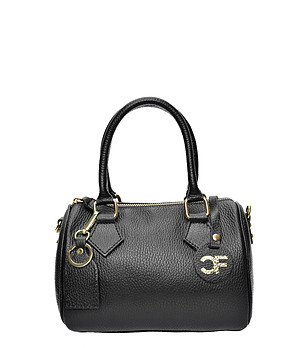 Черна дамска чанта от естествена кожа Esmeralda снимка