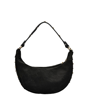 Черна хобо чанта от велур NERO снимка