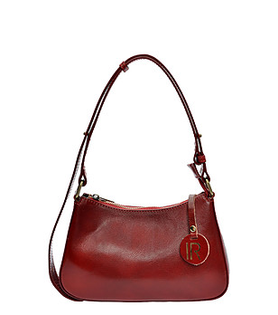 Дамска тъмночервена чанта от естествена кожа снимка