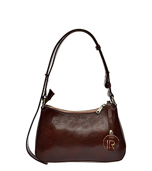 Дамска кафява чанта от естествена кожа снимка