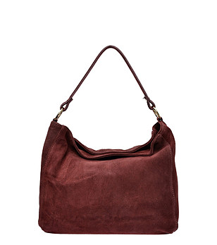 Дамска чанта от естествена кожа в бордо снимка