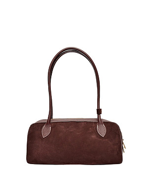 Дамска велурена чанта в бордо снимка