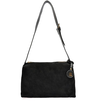 Дамска кожена чанта в черно  снимка