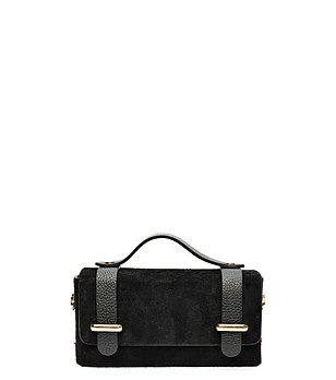 Черна велурена дамска чанта снимка