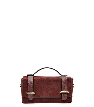 Дамска чанта тип клъч в бордо снимка