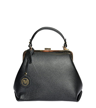 Дамска чанта от естествена кожа в черно Trudie снимка