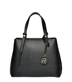 Дамска черна кожена чанта Ninetta снимка