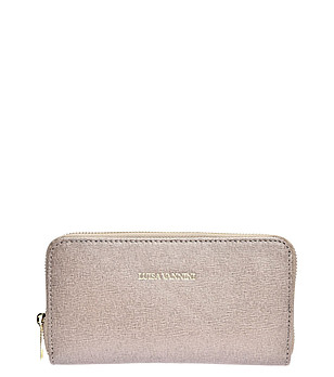 Бежов кожен дамски портфейл Tamara снимка