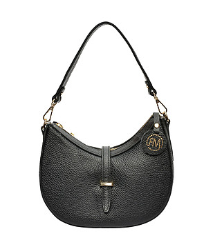 Кожена черна дамска чанта от естествена кожа Marlita снимка