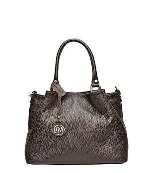 Кафява дамска чанта от естествена кожа снимка