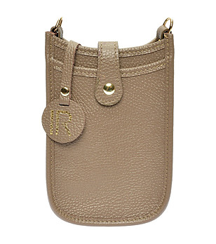 Малка дамска чанта от естествена кожа в цвят таупе Gisele снимка