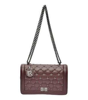 Елегантна дамска кожена чанта в бордо Salome снимка